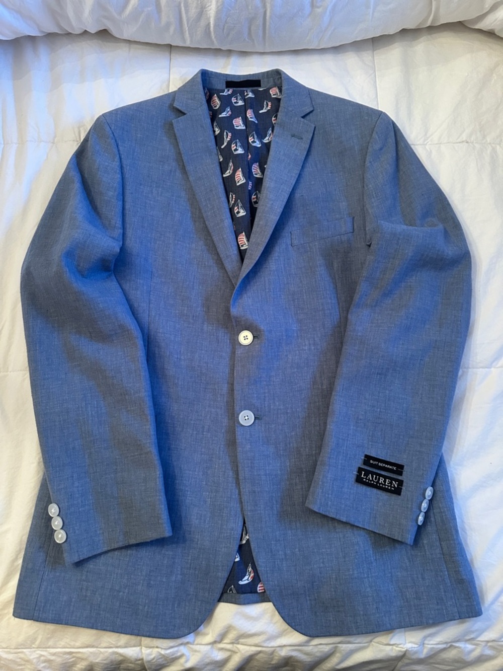 New! Lauren Ralph Lauren Boys Linen Blend Blazer Sz 20 Regular